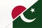 Japan and Pakistan, symbol of two national flags. Relationship between Asian countries