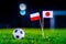 Japan - Poland, Group H, Thursday, 28. June, Football, World Cup, Russia 2018, National Flags on green grass, white football ball