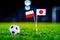 Japan - Poland, Group H, Thursday, 28. June, Football, World Cup, Russia 2018, National Flags on green grass, white football ball
