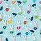 Japan rabbit Kimono cloud line fan rabbit seamless pattern