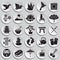 Japan related icons set on plates background for graphic and web design. Simple vector sign. Internet concept symbol for