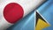 Japan and Saint Lucia two flags textile cloth, fabric texture