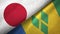 Japan and Saint Vincent and the Grenadines two flags textile cloth