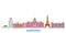 Japan, Sapporo line cityscape, flat vector. Travel city landmark, oultine illustration, line world icons
