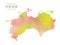 Japan Shikoku region map with watercolor texture