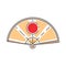 Japan shinto paper ceremony hand fan vector illustration simplified color icon. Ritual talisman. Buddha shrine. Chinese