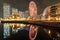 Japan skyline at Minato Mirai waterfront district and reflection