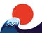 Japan symbol of sun and tsunami wave
