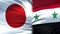 Japan and Syria flags background, diplomatic and economic relations, security