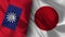 Japan and Taiwan Realistic Flag â€“ Fabric Texture Illustration