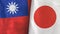 Japan and Taiwan two flags textile cloth 3D rendering
