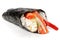 Japan temaki sushi in nori with rice, salmon, cream cheese, bell