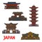 Japan temples, royal architecture landmarks icons