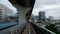 Japan, Tokyo, New Transit Yurikamome line, formally called the New Tokyo Waterfront Transit Line, accelerated video footage of the