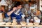 Japan. Tokyo. Street stall serving tea and coffee