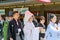 Japan. Tokyo. Traditional wedding ceremony at Meiji Jingu Shinto shrine