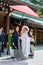 Japan. Tokyo. Traditional wedding ceremony at Meiji Jingu Shinto shrine