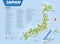 Japan tourist destination map with details