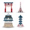 Japan Travel Building Collection Set Vector