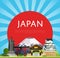 Japan travel concept with famous asian buildings