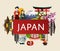 Japan travel concept with famous attractions