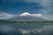 Japan travel,mt diamond fuji and snow at Kawaguchiko lake in japan,mt Fuji is one of famous place in Japan,Japanese called Fujisan