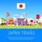 Japan Travel skyline Flat Composition Advertisement Poster