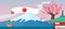 Japan Travelling Banner. Japanese Landmarks