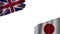 Japan and United Kingdom British Flags, Obsolete Torn Weathered, Crisis Concept, 3D Illustration