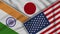 Japan United States of America India Flags Together Fabric Texture Illustration