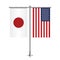 Japan and USA flags hanging together.