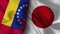 Japan and Venezuela Realistic Flag â€“ Fabric Texture Illustration