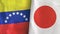 Japan and Venezuela two flags textile cloth 3D rendering