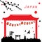 Japan View Travel Black and Red Vector