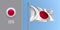 Japan waving flag on flagpole and round icon vector illustration