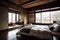 Japandi style bedroom interior in modern house
