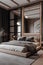 Japandi style bedroom interior in modern house