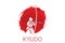 Japanese archery kyudo sport vector line icon. sportman,