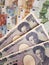 Japanese banknotes and euro bills