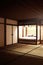 Japanese bed room interior has lamp katana sword and pillow. 3D rendering