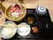 Japanese bento set, Sashimi mixed, miso soup and the Japanese rice