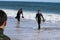 Japanese Body Surfers playing in the ocean at Hebara Beach