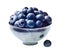 Japanese bowl with blueberries isolated