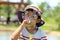 Japanese boy blowing bubbles