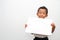 Japanese boy and his father\'s portrait