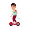 japanese boy ride hoverboard in park cartoon vector