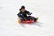 Japanese boy on the sled