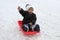 Japanese boy on the sled