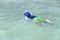 Japanese boy swimming in the sea