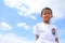 Japanese boy under the blue sky